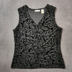 Vintage Apostrophe Top Womens‎ Large Ruched Y2K 90s Velvet Burnout Whimsigoth